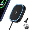 polmxs - Caricatore magnetico wireless da 25 W, per caricatore da auto Magsafe, base di ricarica wireless veloce, compatibile con iPhone 17, 16, 15, 14, 13, 12