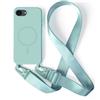 JIYUDZ JIYU Cover Magnetica per iPhone 16e/iPhone SE 4/iPhone SE 2025 con Cordino,Custodia Silicone Compatibile con MagSafe,Cover Silicone con Corda Collana Tracolla Laccio Regolabile,Menta verde