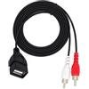YiNLuax Cavo da USB a 2RCA USB 2.0 femmina a 2RCA maschio Y Splitter audio video adattatore composito per Home Theater ricevitore composito