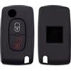 Lage [Portachiave] Guscio Cover Chiave in Silicone per Telecomando Auto a 2 tasti Peugeot 106 107 205 206 207 306 307 308 309 406 407 807 e Citroen C1 C2 C3 C4 (vedere compatibilità nelle foto) (NERO)