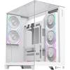 GAMEMAX Infinity PRO WH - Case per PC ATX Midi Tower, vetro panoramico a 3 lati, 5 ventole ARGB PWM preinstallate, USB-C & Aura Sync, scheda madre BTF, raffreddamento ad acqua fino a 360 mm, bianco
