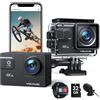 WOLFANG GA300 Action Cam 4K, Fotocamera Subacquea 40m Impermeabile con Scheda 32GB, WiFi 60FPS 24MP, 8x Zoom Grandangolo 170° EIS, Touchscreen, 2 Batterie 1350mAh, Doppio Microfono