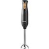Bestron Frullatore a immersione, frullatore ad immersione con 2 livelli di velocità e impugnatura ergonomica, con funzione turbo superiore a 14.000/rpm, acciaio inox, colore: nero/legno