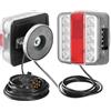 SPARKMOTO Luce Fanale Posteriore Rimorchio LED magnetici 12V,Kit Fanali Posteriore Magnetico Per Rimorchio Carrelli Roulotte Trattore Cavo 2.5/7.5m Connettore 7 Poli