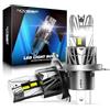 NOVSIGHT Lampadine H4 LED - 32000LM 120W H4 Lampadina per fari, Dimensioni Mini 1:1，6500K bianco 12V Luce con ventola, Plug and Play, IP68 impermeabile, Confezione da 2