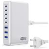 Feob 430W Caricatore USB Multiplo,8 Port GaN Ⅳ 100W PD Caricabatterie Multipla PPS QC Alimentatore USB C Stazione di Ricarica Multipresa per MacBook Air/Pro Laptop iPhone iPad Samsung SteamDeck-Bianco