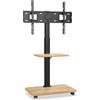 XTRARM Supporto TV da terra con Base in Legno, Carrello Porta TV con Ruote, 32-70/Portata 45 kg,mobili tv soggiorno,Piedistallo TV Orientabile ±25/VESA 600 * 400,con ripiano per Mini Piante Verde