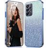 DESSEN Cover per Samsung Galaxy A23 5G / 4G Glitter - Trasparente Morbida Silicone Custodia Antiurto Protezione Case con Bordo Placcato e Carta Glitter, Blu