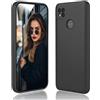 DESSEN Cover per Xiaomi Redmi 9C / Redmi 9C NFC/Redmi 10A - Liquido Silicone Custodia Antiurto Protezione Case Sottile e Morbida TPU Bumper con Fodera Microfibra Antigraffio, Nero
