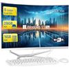 SZTPS PC Desktop Computer All in One FHD da 23,8", Processore i5-12450H 8 core, 16 GB RAM, SSD da 256 GB, WiFi, Bluetooth, Tastiera e Mouse Cablati, PC Windows 11 Pro (Pannello Curvo)