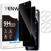 Yenwen Pellicola protettiva per Xiaomi Redmi Note 15 Pro Plus 5G per vetro temperato, 2 pezzi per protezione della fotocamera, durezza 9H Privacy Pellicola Protettiva Anti Spy
