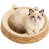 Generico Tiragraffi per Gatti Rotondo - Cuscino Traspirante - Cuscino in Corda di Cotone con Design a Forma di Orecchie di - per Gioco, Esercizio, Attività, Taglio Unghie, Cura delle Zampe, Protezione Mobili