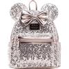 Loungefly Disney Minnie Mouse Silver and Pink Sequin Mini Backpack WDBK0645, rosa [Argento, Rosa, taglia unica, Playful