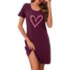 Demegimi Camicia da Notte Donna Cotone Estiva Camicia Notte con Stampa a Cuore Vestaglia Girocollo a Maniche Corte Pigiama Casual per Casa