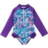 WYTbaby Costume da bagno da bambina, a maniche lunghe, a sirena, costume intero estivo da 3 a 8 anni