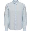 ONLY & SONS Camicia da Lavoro da Uomo Slim Fit Onscaiden LS Solid Linen, Blu di Cachemire, M