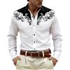 Dasongff Camicia da cowboy da uomo, camicia country ricamata a maniche lunghe, vestibilità aderente, stile western, senza stiratura, con tatuaggio runico nordico, casual, regular fit con tasca a buon