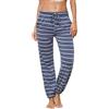 Lovasy Pantaloni del Pigiama Donna in Cotone Invernale Caldo Pantaloni Lungo da Notte a Righe con Tasche per Casa Casual D Blu XL