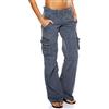WXMSJN Plus Size Ladies Casual Vita Bassa Casual Stile Militare Sportivo Tuta Ampia, Blue Gray, M