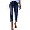 Onsoyours Jeans da Donna Capri Leggings 3/4 Lunghezza Elasticizzati Vita Alta Skinny Pantaloni in Denim Casual Estivi Pants Tagliati con Tasche A Blu Scuro L