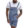 Generisch Salopette da uomo in jeans per il tempo libero, corto, abbigliamento da lavoro, pantaloni da lavoro, traspiranti, leggeri, con tasche, tuta estiva, tinta unita, comodi pantaloni cargo, Blu, M