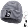 Geyoga Berretto e Portachiavi per Cani Border Collie Cappello Invernale Ricamo Unisex e Portachiavi in Metallo per Cani Regalo di Natale per Proprietari di Border Collie Uomini Donne