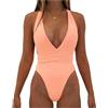 uxxnjfg Costumi da Bagno Donna Intero Modellante Push Up Costumi Interi Sexy Vita Alta Piscina Trikini Brasiliana Bikini 2025 Beachwear Monokini Mestruale con Scollo a V Rosa L