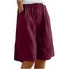 Huneny Pantaloncini in lino da donna a gamba larga lunghezza al ginocchio estivi casual pantaloncini lunghi a vita alta bermuda con tasca