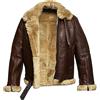 MAXDUD Giacca da uomo in pelle di pecora, bomber aviatore B3 in finta pelliccia shearling, Marrone - Vera Pelle, XL