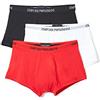 Emporio Armani 3-Pack Boxer Pure Cotton, Boxer, Uomo, Nero (White/Red/Black), S