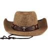 NICEYEA Cappello di paglia da uomo, cappello da cowboy, cappello estivo, anti UV, con tesa larga, cappello da spiaggia femminile, estivo, con protezione UV UPF 50+, a, Taglia unica
