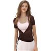 AKDJGFP Scaldacuore Danza Donna Top Corto da Donna con Incrocio Incrociato e Lacci, Manica Corta, Scollo a V Profondo, Tinta Unita, vestibilità Slim, t-Shirt da Yoga e Allenamento da Donna(Brown,S)
