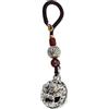 Ciieeo Portachiavi Auto Portafortuna con Leone Cinese in Lega D'argento, Design Unico con Corda Intrecciata e Campanella Resistente ai Danni, Stile Elegante per Chiavi Auto