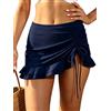 SHEKINI Donna Gonna da Nuoto Elegante Slim Gonna da Bagno Ruched Sportivo Costumi da Bagno Donna Costruito nel Bikini Pantaloni Gonna Corta Vestito da Spiaggia(XXL, Blu Scuro)