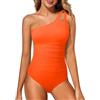 Holipick - Costume da bagno monospalla intero da donna, contenitivo, copertura completa, con scollo a goccia, Arancione, L