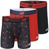 New Balance Boxer da uomo ad alte prestazioni con patta, biancheria intima elasticizzata traspirante, cintura morbida (confezione da 3), taglia S, rosso/nero/rosso scuro