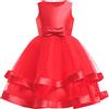 Sunny Fashion Vestito Bambina Senza Maniche Rosso Palla Toga Nozze Festa Pageant 6-12 Anni