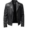 TANGLI Giacca da Uomo in Pelle con Collo alla Coreana, Casual da Motociclista con Colletto Pieghevole, Giubbotti Bomber - Nero, Rosso, Blu, Marrone