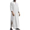 LVCBL Caftano da uomo a maniche lunghe, caftano, lungo, con tasche, universale, M-3XL, bianco, 3XL