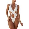 Generico Costume Intero Donna Sexy Hot Mare Traforato Scollato Dietro Monokini Trasparente Costume da Bagno Halter Neck Bikini Brasiliana Push Up Trikini Curvy Spiaggia Swimwear