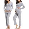Irdcomps Pigiama Donna Premaman Cotone Pigiama Due Pezzi Premaman Lunga Set Pigiama da Allattamento Abbigliamento Premaman per Allattamento Casa Incinte Parto Ospedale