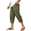 Vijamiy 3/4 Pantaloni Lino Uomo Estivi Leggeri Elasticizzati Pantaloni Corti Uomo Pantaloni da Spiaggia Moda Casual Yoga