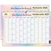 Timr Calendario Parete 2026 2027 Colorato DIN A3 - tr398 | Calendario 12 mesi fronte retro con grafica vivace per casa ufficio e organizzazione annuale