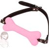 HAZURE 1 set di collare bavaglio con palla da masticare per ossa di cane in silicone in pelle rosa