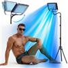 Jitesy Solarium per la casa, 5 livelli di illuminazione e 2 modalità, lampada abbronzante da 460 nm e 480 nm, 50 W, luce blu abbronzante per viso e corpo, doppio supporto