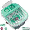 Qtiice Bagno per piedi pieghevole con calore, vasca da bagno con 3 accessori per pedicure, bolle, vibrazioni e luce rossa, pediluvio con massaggio per alleviare lo stress (verde)