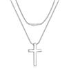 PROSTEEL Crocifisso Collana Croce Uomo, Taglia M, Argento, in Acciaio Inox Impermeabile e Antiallergico, Design Minimal, Catena 41CM