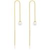Candyfancy Orecchini a bastoncino in oro placcato oro 18 carati, argento 925, pendenti con nappe, con perle rotonde, regalo per donne e ragazze, 9 cm, Argento, Non pietra preziosa