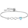Kraven Braccialetti con iniziali dell'infinito, gioielli da donna, in argento 925, con cuore e 26 lettere dell'alfabeto dalla A alla Z, regalo per lei, moglie, mamma, 6.5cm, Ottone, Nessuna pietra