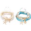 PATIKIL Bracciali Estivi Da Spiaggia Bohemien Bianco/Azzurro Cielo | Multistrato Conchiglie Stella Marina Perline Bracciale Elasticizzato Set Per Donne Braccialetti Gioielli Accessori